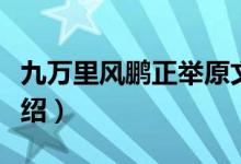 九萬里風(fēng)鵬正舉原文（九萬里風(fēng)鵬正舉原文介紹）