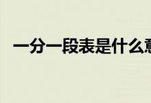一分一段表是什么意思（具體作用有哪些）