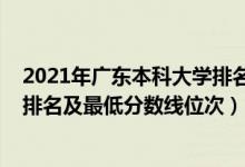 2021年廣東本科大學(xué)排名及分?jǐn)?shù)線（2022年廣東本科大學(xué)排名及最低分?jǐn)?shù)線位次）