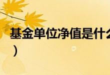 基金單位凈值是什么意思（基金單位凈值介紹）