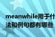 meanwhile用于什么時態(tài)（meanwhile的用法和例句都有哪些）