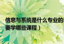 信息與系統(tǒng)是什么專業(yè)的課程（信息管理與信息系統(tǒng)專業(yè)主要學(xué)哪些課程）