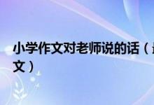 小學作文對老師說的話（最新我想對老師說的話小學作文范文）
