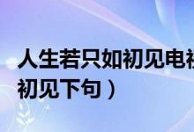 人生若只如初見電視劇免費觀看（人生若只如初見下句）