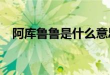 阿庫魯魯是什么意思?（魯阿魯是啥意思）