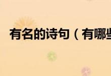 有名的詩句（有哪些有名的詩句推薦一下）