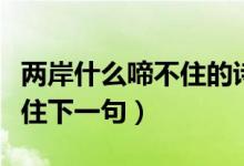 兩岸什么啼不住的詩句（古詩兩岸什么聲啼不住下一句）