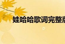 娃哈哈歌詞完整版（娃哈哈歌曲簡介）