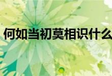 何如當初莫相識什么意思（何如當初莫相識）
