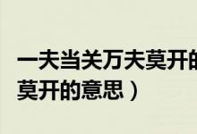 一夫當(dāng)關(guān)萬夫莫開的意思簡短（一夫當(dāng)關(guān)萬夫莫開的意思）