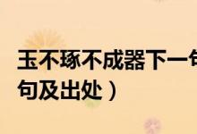 玉不琢不成器下一句是啥（玉不琢不成器下一句及出處）