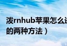 潑rnhub蘋果怎么進(jìn)入（porenhub蘋果進(jìn)入的兩種方法）