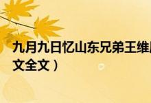 九月九日憶山東兄弟王維原文（九月九日憶山東兄弟王維原文全文）