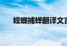 螳螂捕蟬翻譯文言文（螳螂捕蟬翻譯）