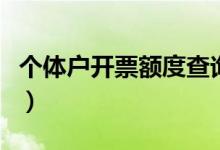 個體戶開票額度查詢（個體戶開票額度是多少）
