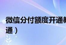 微信分付額度開通教程（微信分付額度如何開通）