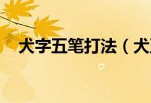 犬字五筆打法（犬五筆怎么打 怎么拆字）