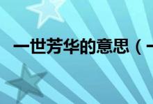 一世芳華的意思（一世芳華的意思是什么）