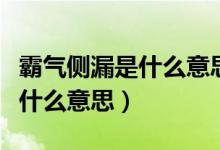 霸氣側漏是什么意思是貶義詞嗎（霸氣側漏是什么意思）