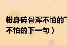 粉身碎骨渾不怕的下一句是什么（粉身碎骨渾不怕的下一句）