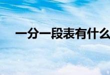 一分一段表有什么用（該怎么合理使用）