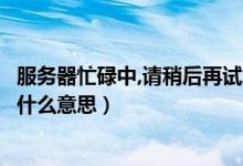 服務(wù)器忙碌中,請(qǐng)稍后再試怎么解決（服務(wù)器繁忙請(qǐng)稍后再試什么意思）