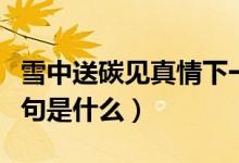 雪中送碳見真情下一句（雪中送碳見真情的下句是什么）