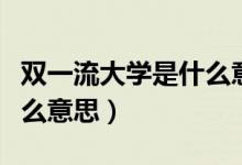 雙一流大學(xué)是什么意思通俗（雙一流大學(xué)是什么意思）