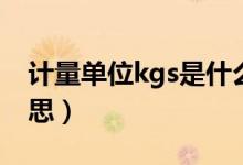 計量單位kgs是什么（計量單位kgs是什么意思）