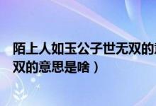 陌上人如玉公子世無雙的意思是什么（陌上人如玉公子世無雙的意思是啥）