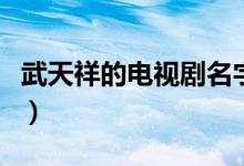 武天祥的電視劇名字（武天祥的電視劇叫什么）