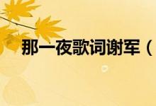 那一夜歌詞謝軍（那一夜歌詞是怎樣的）