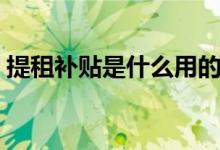 提租補(bǔ)貼是什么用的（提租補(bǔ)貼是什么意思）