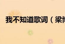 我不知道歌詞（梁博我不知道歌詞完整版）