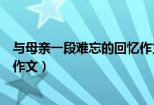 與母親一段難忘的回憶作文（怎么寫與母親一段難忘的回憶作文）