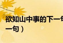 欲知山中事的下一句怎么寫（欲知山中事的下一句）