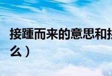 接踵而來的意思和拼音（接踵而來的意思是什么）