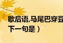 歇后語,馬尾巴穿豆腐（歇后語馬尾巴穿豆腐下一句是）