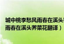 城中桃李愁風(fēng)雨春在溪頭薺菜花是什么意思（城中桃李愁風(fēng)雨春在溪頭薺菜花翻譯）
