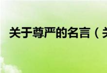 關(guān)于尊嚴(yán)的名言（關(guān)于尊嚴(yán)的名言有哪些）