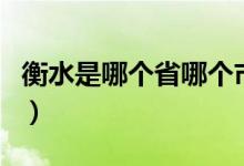 衡水是哪個省哪個市的（衡水是哪個省的城市）