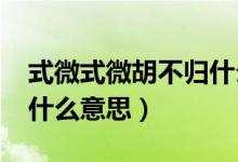 式微式微胡不歸什么意思?（式微式微胡不歸什么意思）