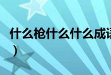 什么槍什么什么成語大全集（什么槍什么劍呢）