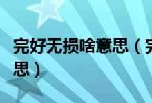 完好無損啥意思(完好無損解釋一下是什么意思)