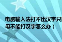 電腦輸入法打不出漢字只能打字母（電腦輸入法只能打出字母不能打漢字怎么辦）