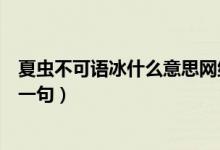 夏蟲不可語(yǔ)冰什么意思網(wǎng)絡(luò)用語(yǔ)（夏蟲不可語(yǔ)冰什么意思下一句）