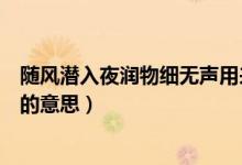 隨風潛入夜?jié)櫸锛殶o聲用來形容啥（隨風潛入夜?jié)櫸锛殶o聲的意思）