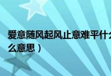 愛意隨風起風止意難平什么含義（愛意隨風起 風止意難平什么意思）