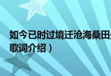 如今已時過境遷滄海桑田是啥歌（如今已時過境遷滄海桑田歌詞介紹）