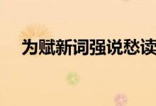 為賦新詞強說愁讀音（為賦新詞強說愁）